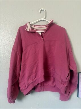 PINK Victoria's Secret Rose-Pink Quarter Zip Pullover
